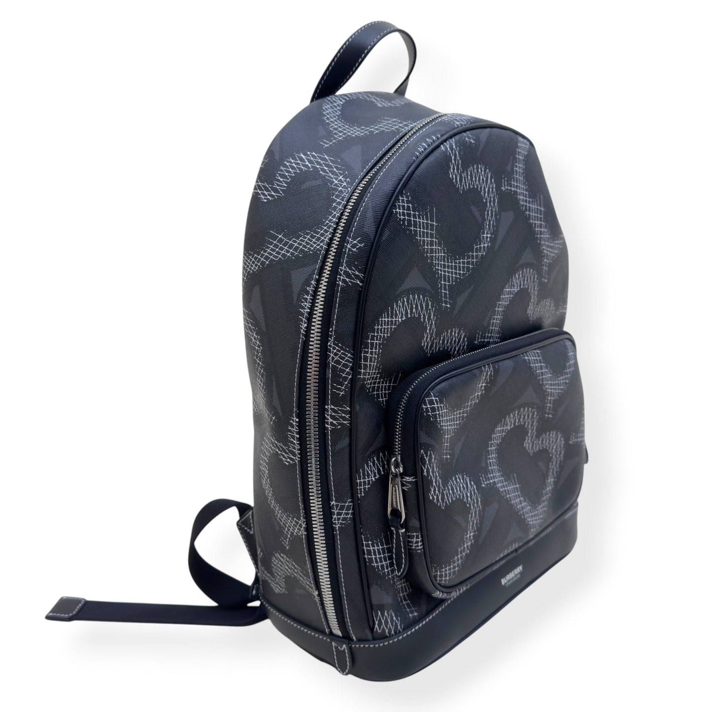BURBERRY MONOGRAM PRINT LEATHER BACKPACK BLACK O/S | O/S, Black