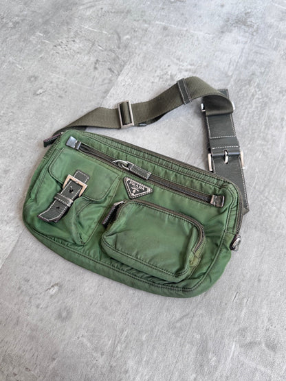 Prada Multi Pocket Green Nylon Cross Body