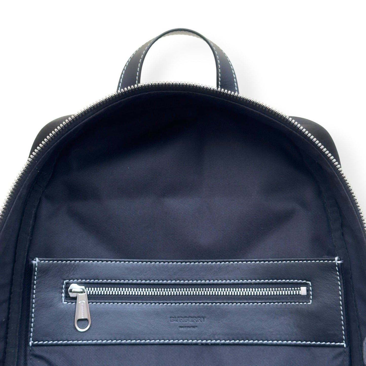 BURBERRY MONOGRAM PRINT LEATHER BACKPACK BLACK O/S | O/S, Black