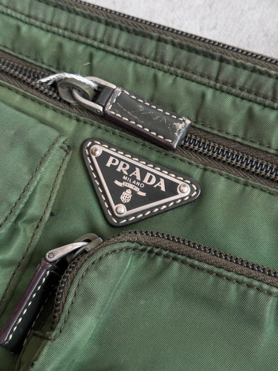 Prada Multi Pocket Green Nylon Cross Body