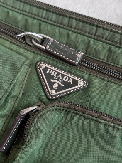 Prada Multi Pocket Green Nylon Cross Body