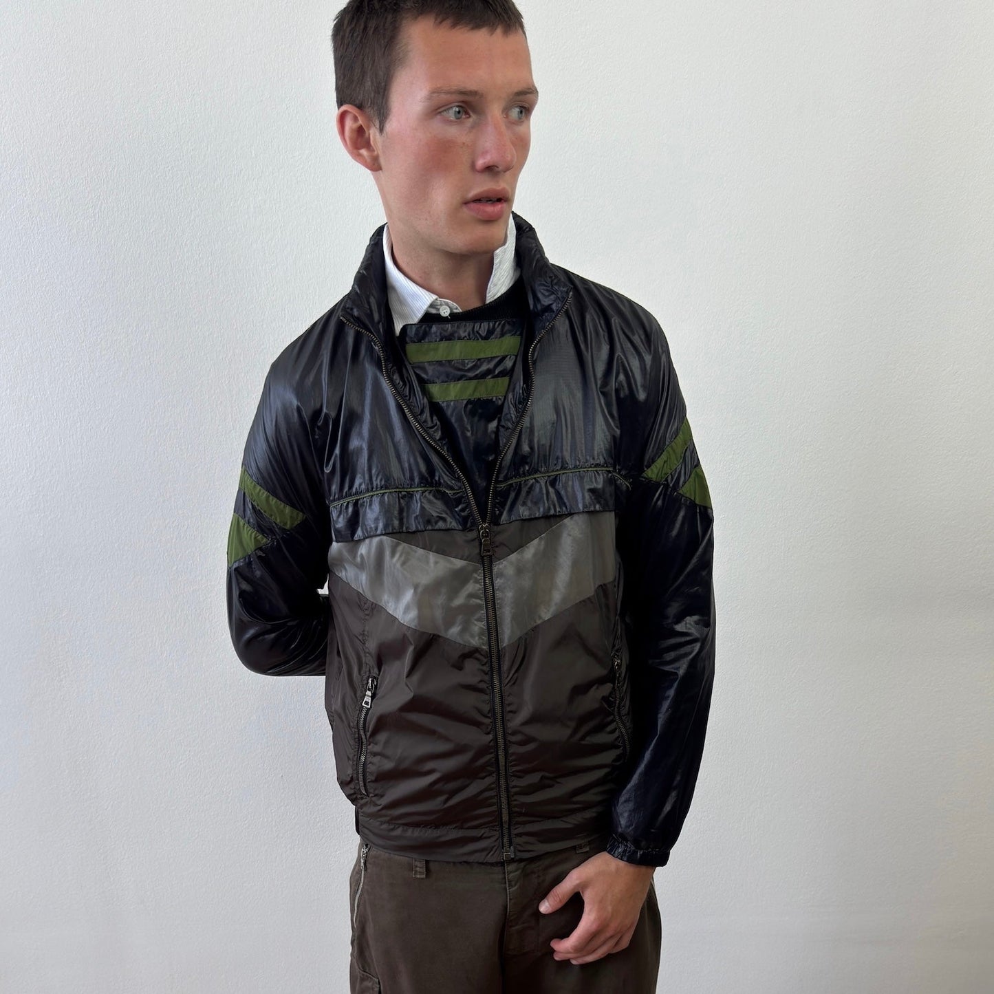 Prada Sport Black, Green & Grey 2008 Translucent Windbreaker | Medium, Multicoloured