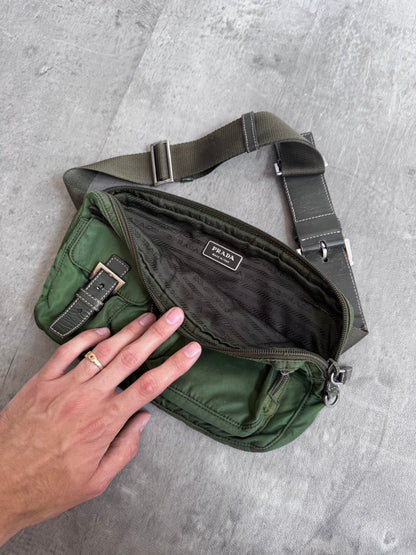 Prada Multi Pocket Green Nylon Cross Body
