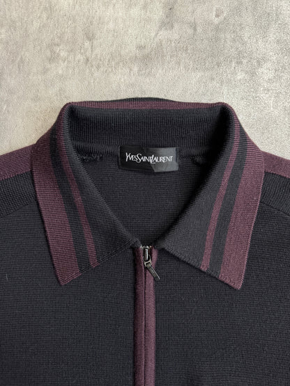 Yves Saint Laurent Full Zip Knitted Two-Tone Cardigan