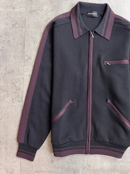Yves Saint Laurent Full Zip Knitted Two-Tone Cardigan