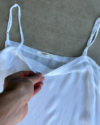 Isabel Marant Étoile White Viscose Sheer Slip Dress-on a concrete background