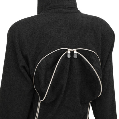 Issey Miyake FW 1991 runway multi-zip transformable jacket with subtle shoulder pads and hidden front side pockets, size XS, available at Artefact Archive