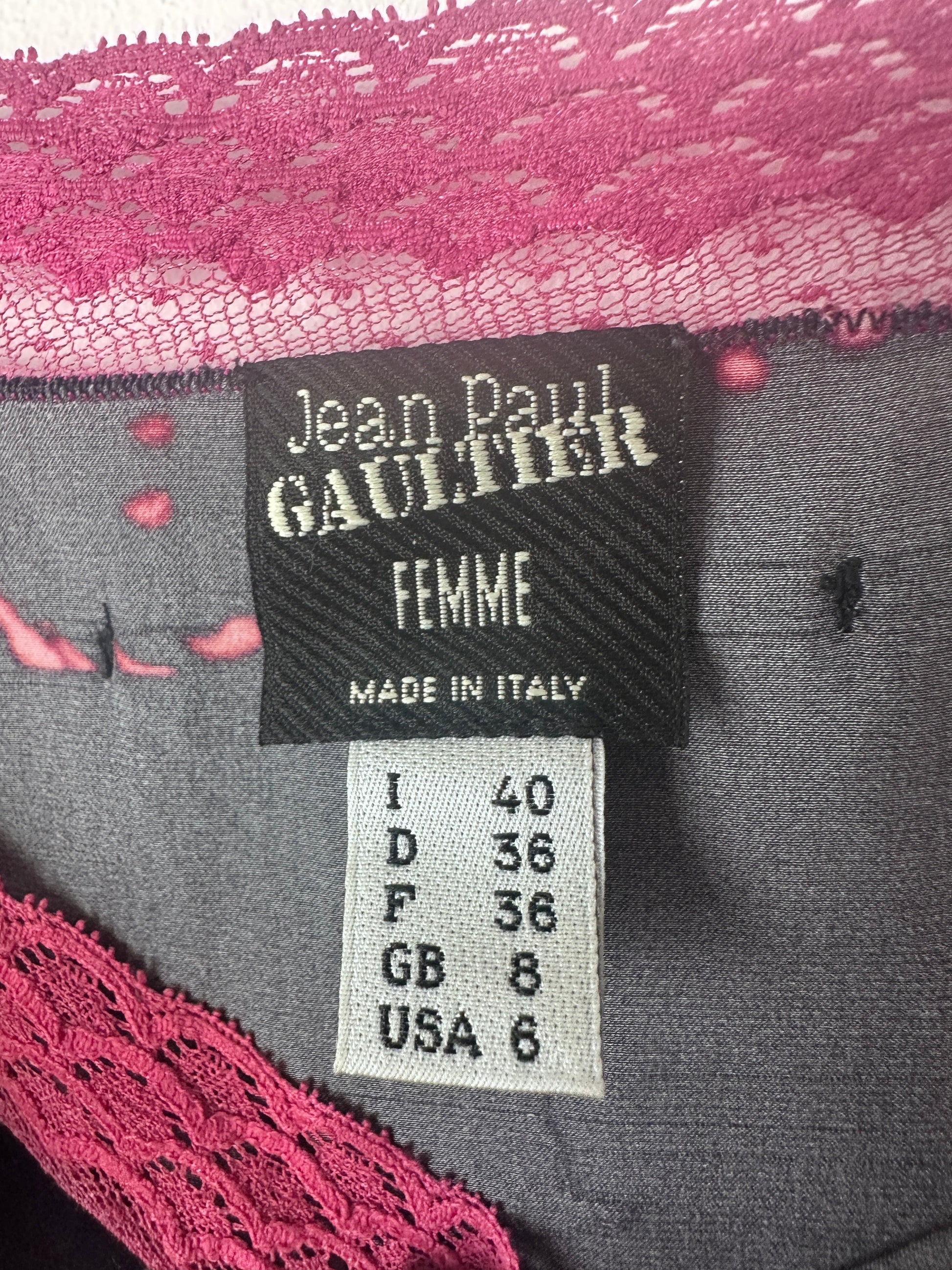 Close up of Jean Paul Gaultier Tag