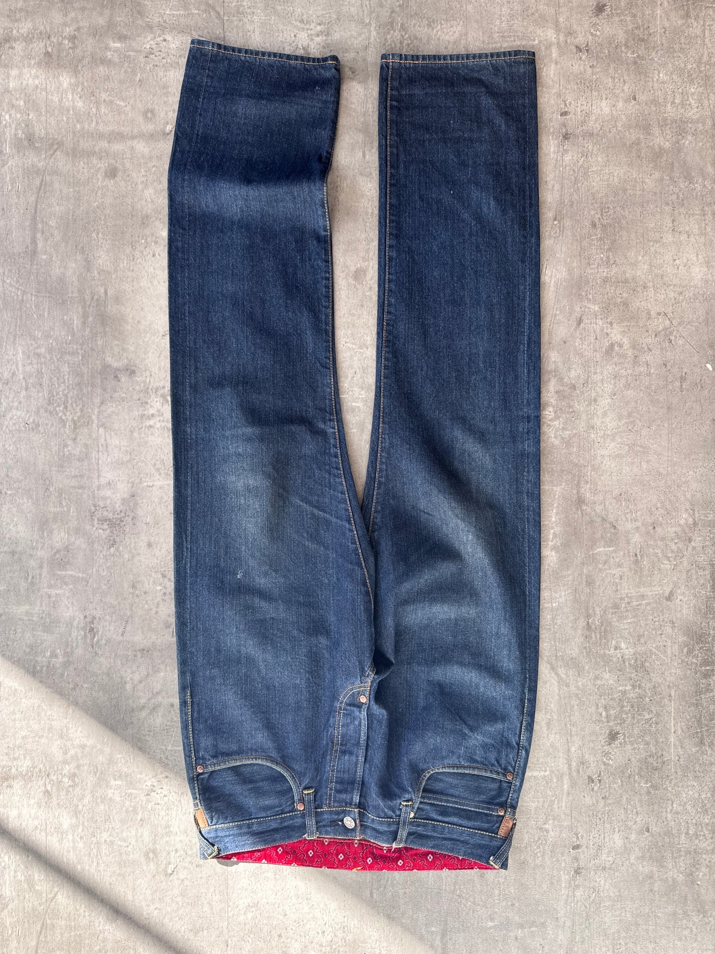 Evisu Paisely Detail Dark Wash Jeans