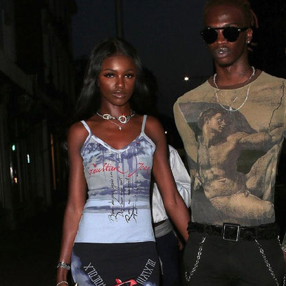 AW97 JEAN PAUL GAULTIER GRAPHIC PRINT DRESS - M