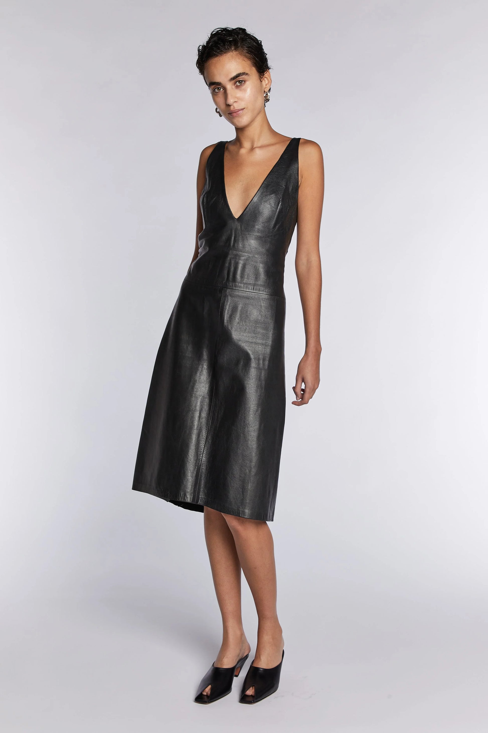 Alexander McQueen Leather Dress with Low Back S/S 1997 Known Source Alexander McQueen Leather Dress with Low Back S/S 1997 Known Source