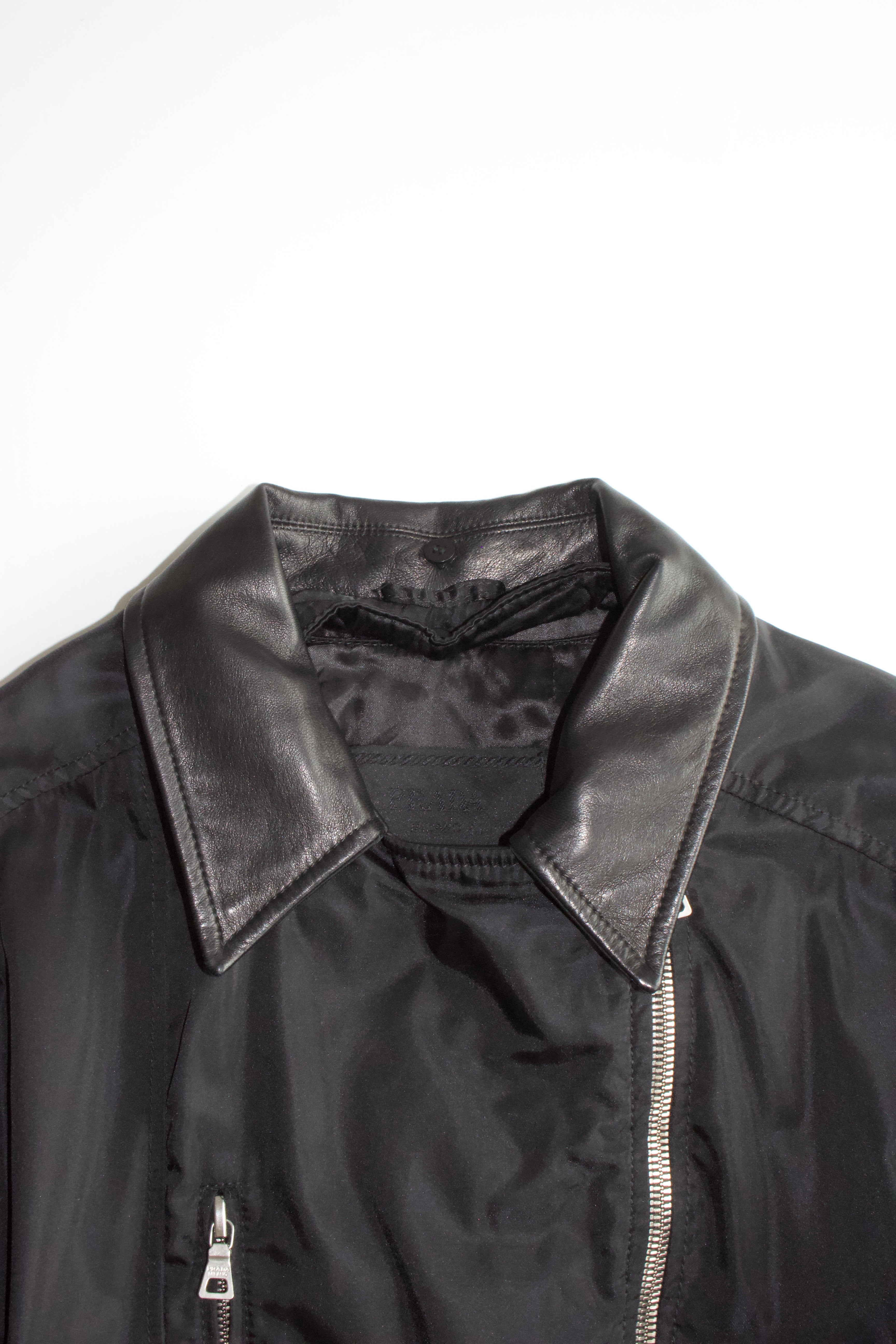 Prada FW 1994 black nylon & leather jacket – Known Source