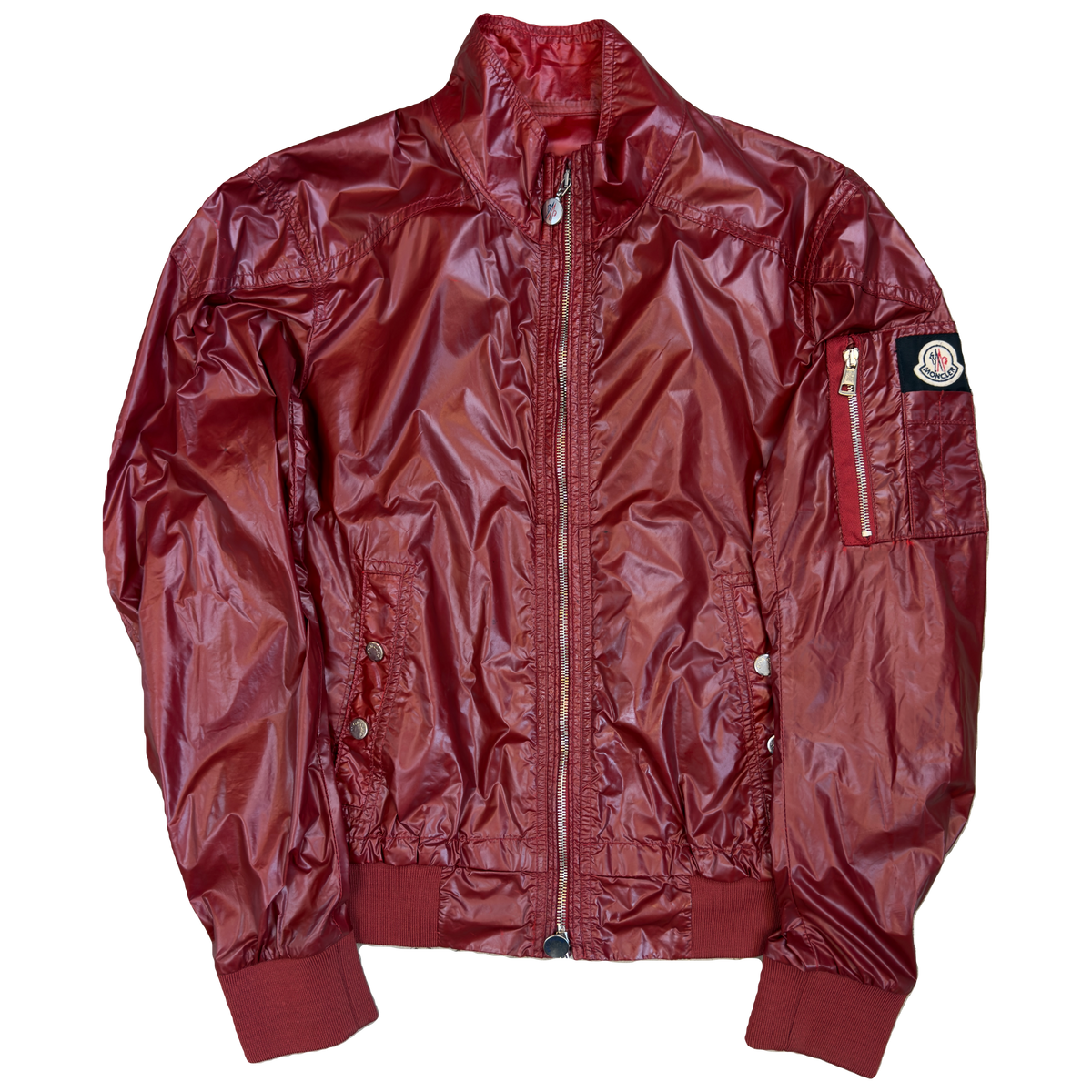 Moncler Nylon Zipped Jacket In Burgundy (S) | Moncler, Burgundy
