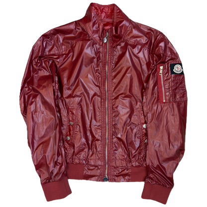Moncler Nylon Zipped Jacket In Burgundy (S) | Moncler, Burgundy