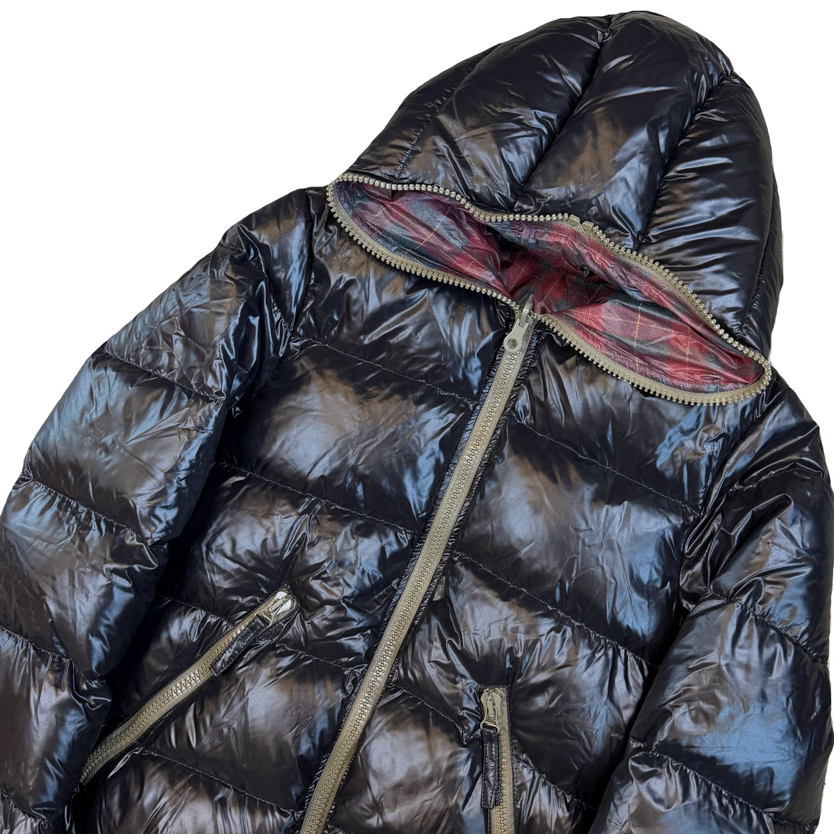 Duvetica Reversible Puffer Jacket In Plaid & Black (M) | Duvetica, Black