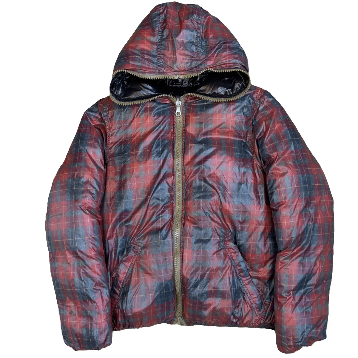 Duvetica Reversible Puffer Jacket In Plaid & Black (M) | Duvetica, Black