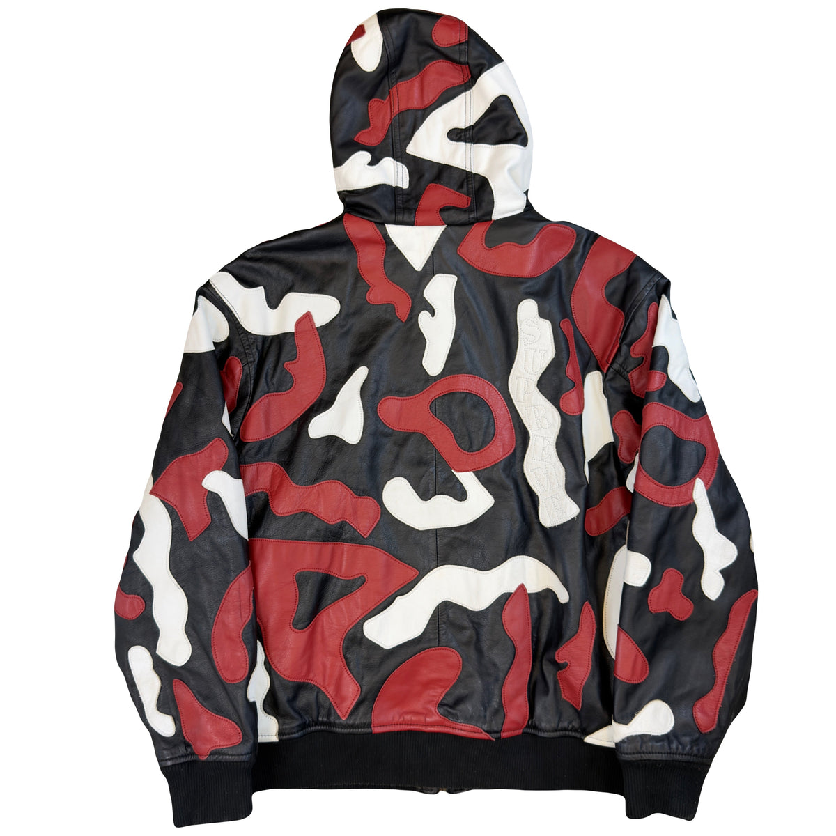 Supreme Camo Hooded Leather Jacket (XL) | XL, Camo