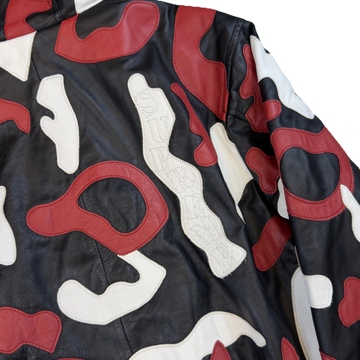 Supreme Camo Hooded Leather Jacket (XL) | XL, Camo