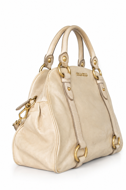 Miu Miu Vitello Lux Leather Top Handle Bag | O/S, Red