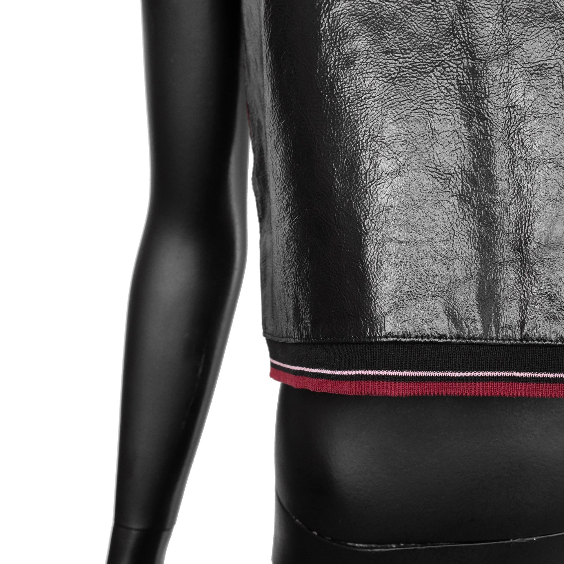 Miu Miu SS 2000 leather vest top with a burgundy mesh back and rib knit trims, size IT 40 / UK 8, available at Artefact Archive.