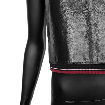 Miu Miu SS 2000 leather vest top with a burgundy mesh back and rib knit trims, size IT 40 / UK 8, available at Artefact Archive.