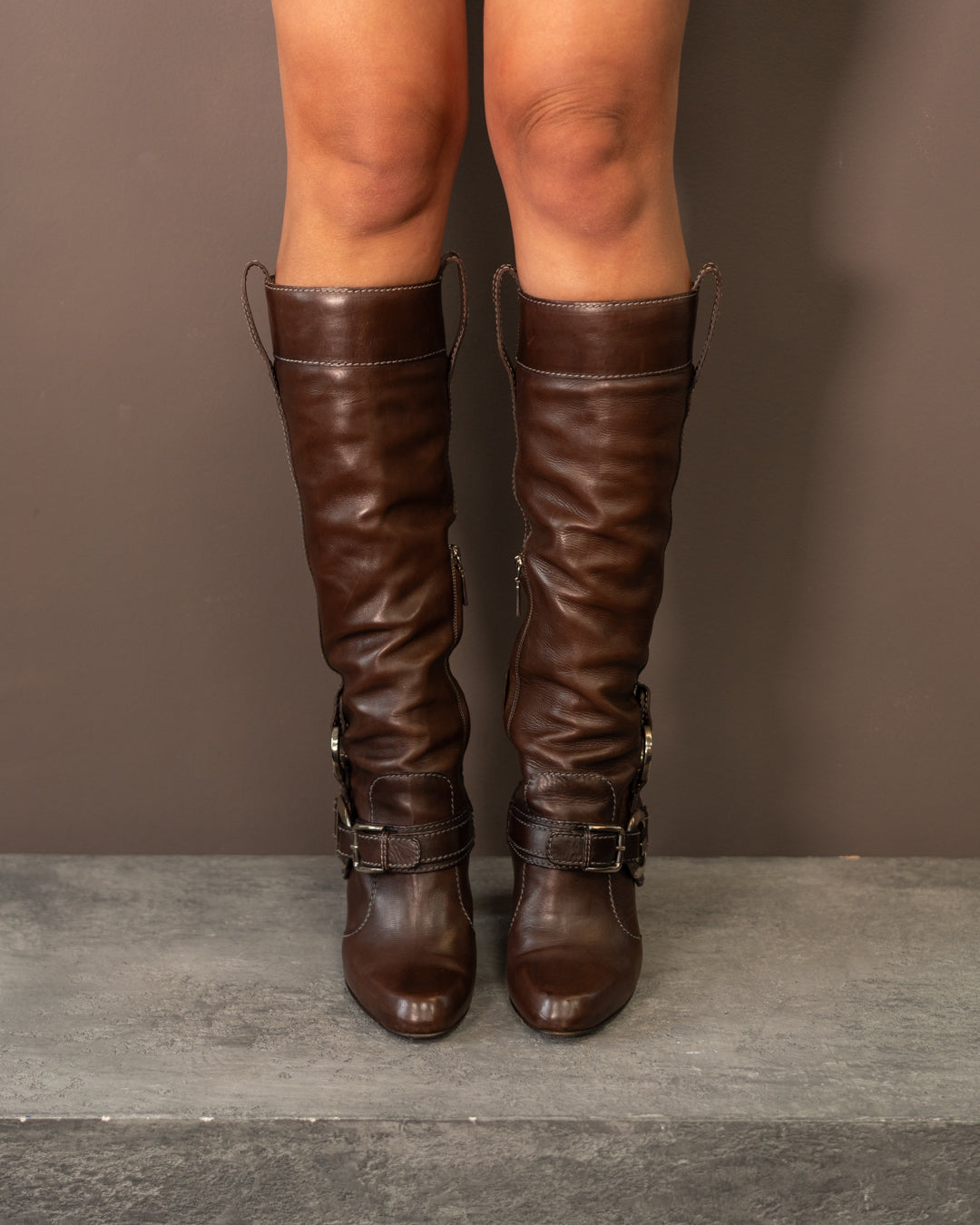 DOLCE & GABBANA KNEE HIGH BUCLE BOOTS (EU 38.5)