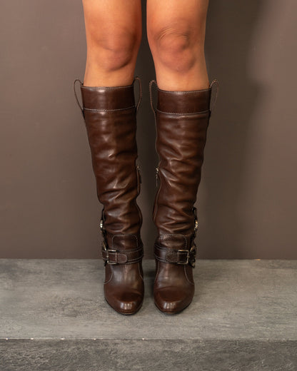 DOLCE & GABBANA KNEE HIGH BUCLE BOOTS (EU 38.5)