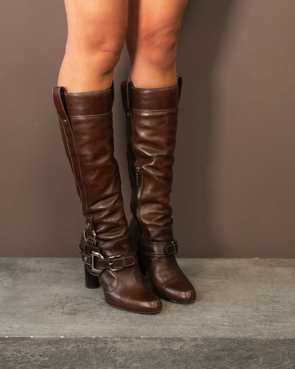 DOLCE & GABBANA KNEE HIGH BUCLE BOOTS (EU 38.5)