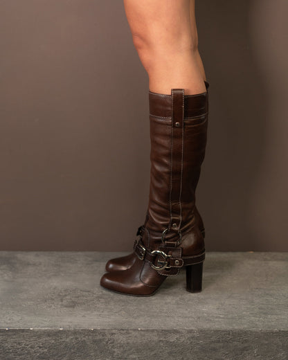DOLCE & GABBANA KNEE HIGH BUCLE BOOTS (EU 38.5)