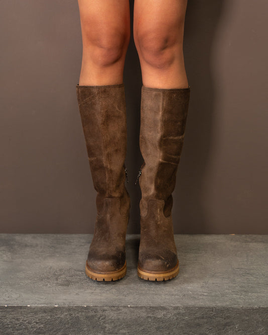 PRADA KNEE HIGH LEATHER BOOTS (EU 37)