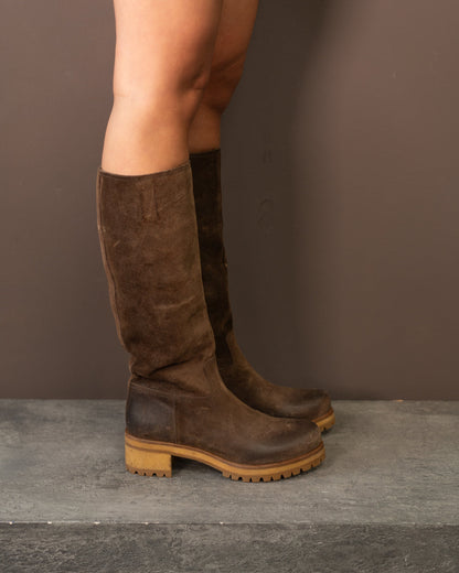 PRADA KNEE HIGH LEATHER BOOTS (EU 37)