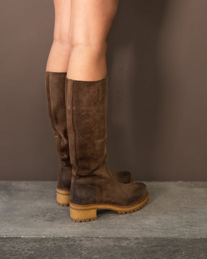 PRADA KNEE HIGH LEATHER BOOTS (EU 37)