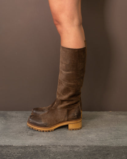 PRADA KNEE HIGH LEATHER BOOTS (EU 37)