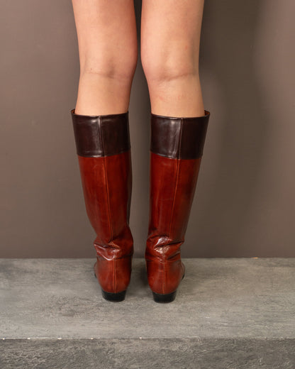 PRADA KNEE HIGH PATENT BOOTS (EU 37.5)