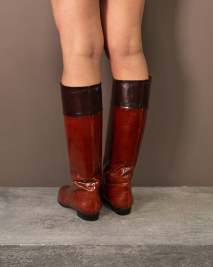 PRADA KNEE HIGH PATENT BOOTS (EU 37.5)