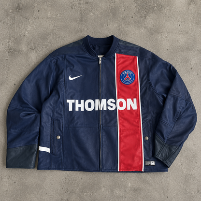 VT Rework : Custom Order - Raglan Sleeve Leather Football Bomber Jacket | Sage