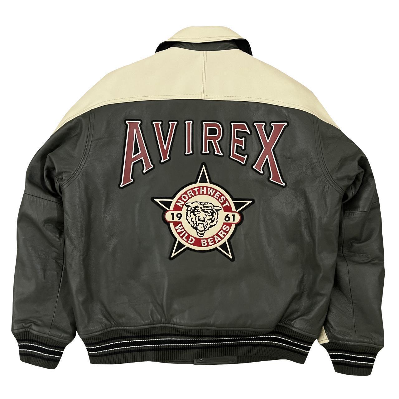 Avirex Wild Bears Leather Varsity Jacket - XXL | XXL, Khaki