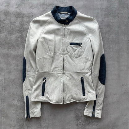 ARMANI LEATHER BIKER JACKET | O/S, White