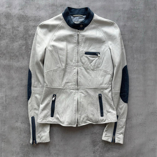 ARMANI LEATHER BIKER JACKET | O/S, White