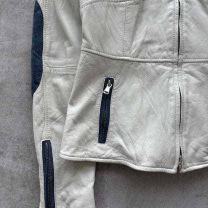 ARMANI LEATHER BIKER JACKET | O/S, White