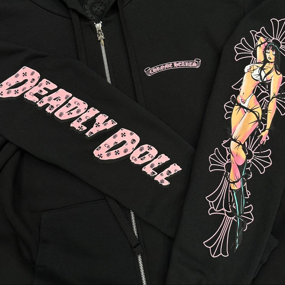 Chrome Hearts Deadly Doll Exclusive Zip Up Hoodie | Medium, Black
