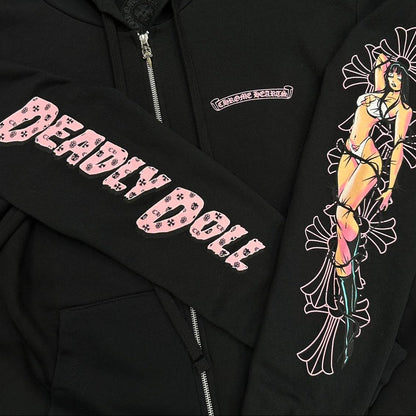 Chrome Hearts Deadly Doll Exclusive Zip Up Hoodie | Medium, Black