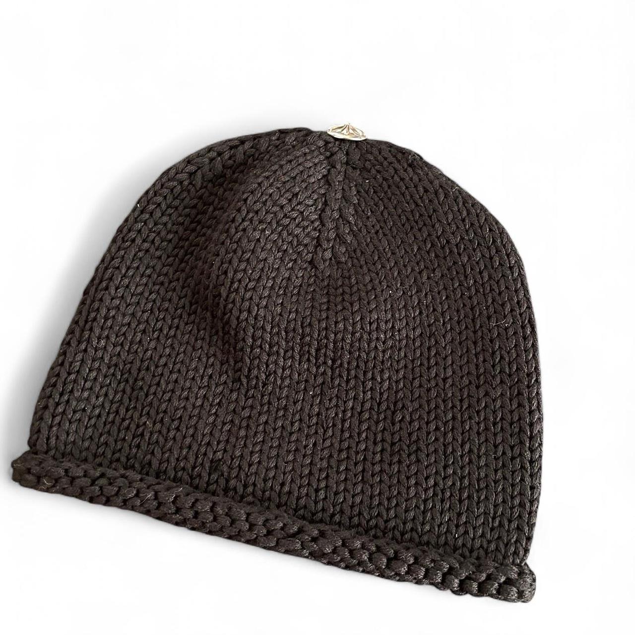 Chrome Hearts Cross Leather Patch Cashmere Knit Beanie | O/S, Black