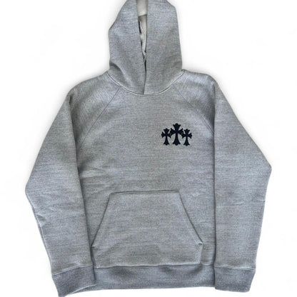 Chrome Hearts Triple Cross Hollywood Hoodie Grey New Season | Medium, Grey