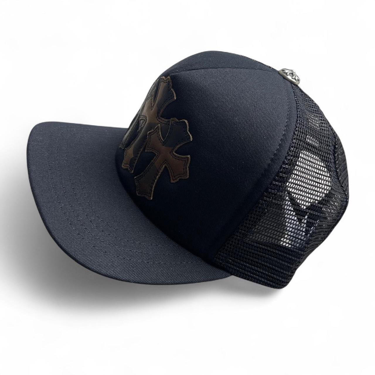 Chrome Hearts 3 Camo Leather Cross Patch Trucker Cap Black – Known