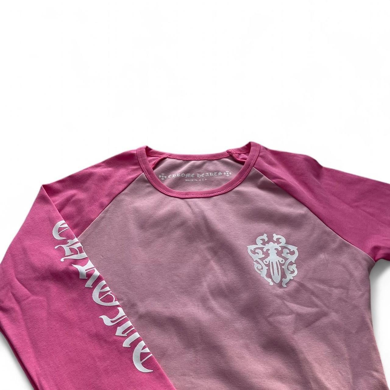 Chrome Hearts Pink Crop Top Long Sleeve | Medium, Pink