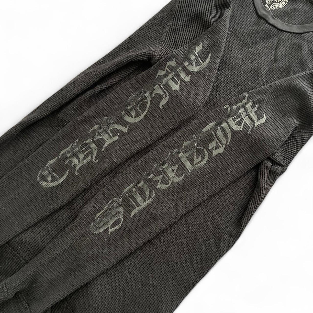 Chrome Hearts Dagger Scroll Logo Thermal Vintage Long Sleeve Black | Small, Black