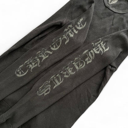 Chrome Hearts Dagger Scroll Logo Thermal Vintage Long Sleeve Black | Small, Black