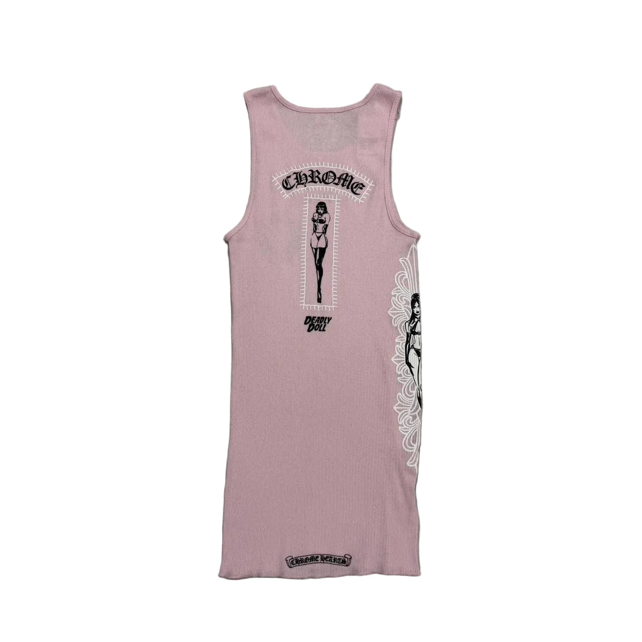Chrome Hearts Deadly Doll Rib Art Basel Floral Pink Tank Top | Small, Pink