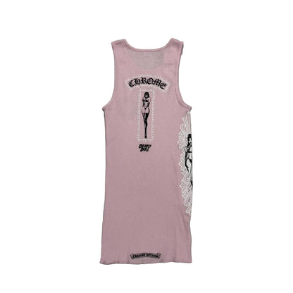 Chrome Hearts Deadly Doll Rib Art Basel Floral Pink Tank Top | Small, Pink